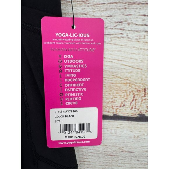 Yogalicious Tech Elastic Free High Waist Side Pocket 7/8 Legging Women's L Black - Picture 8 of 11